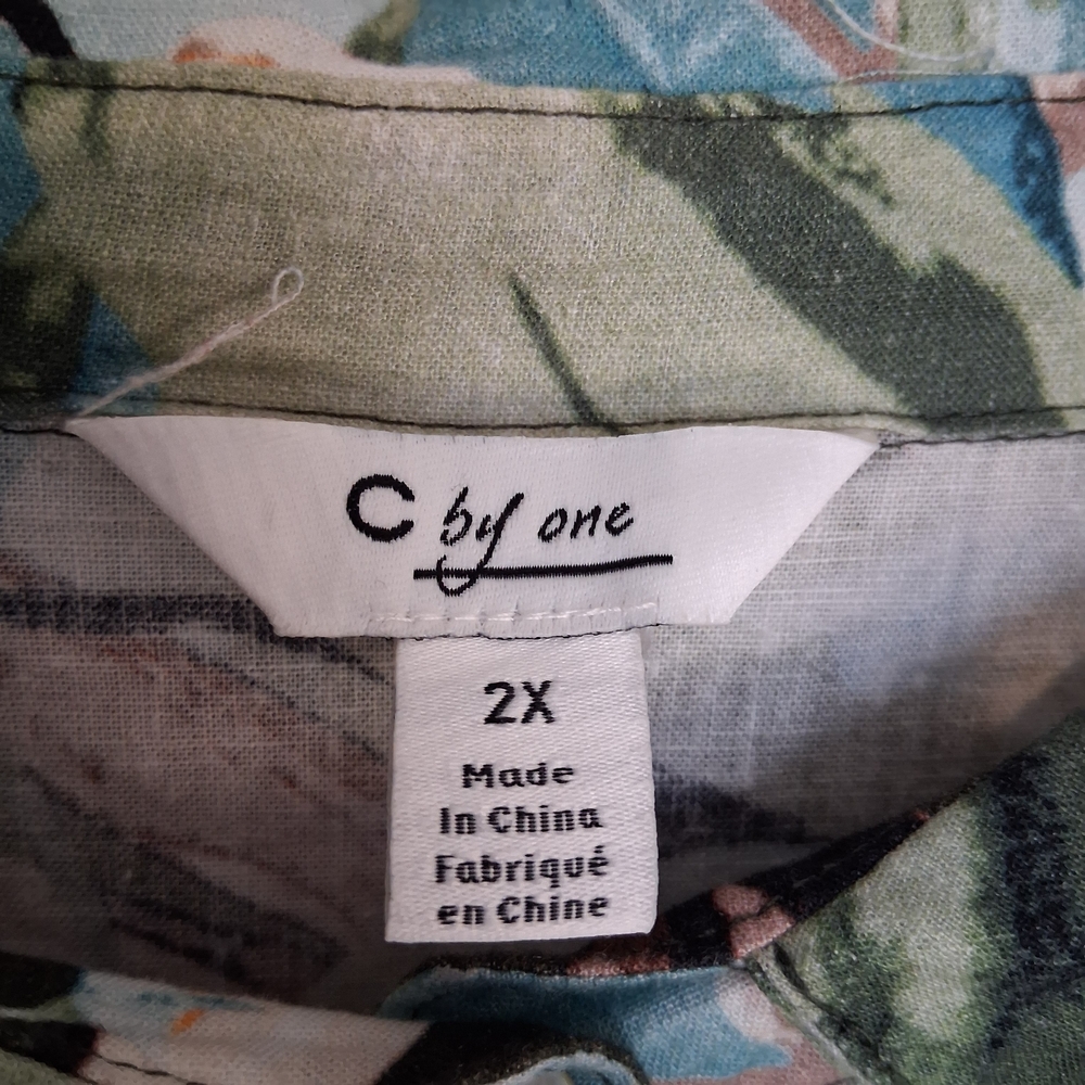C by One Tropical Floral Linen Blend Button Up Shirt Size 2X - Picture 3 of 12